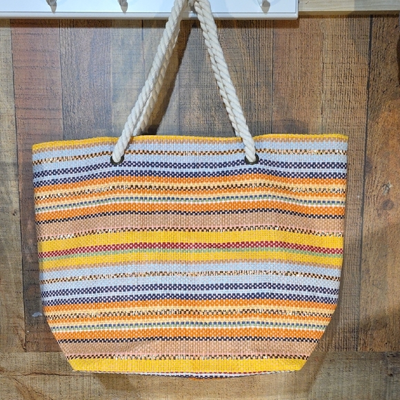 Striped Multicolor Large Tote Bag - Picture 4 of 6